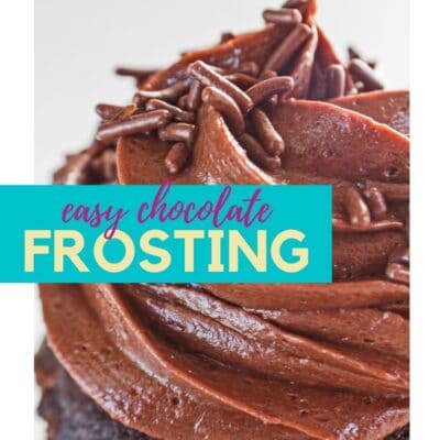 Incredibly easy chocolate buttercream frosting on cupcake.