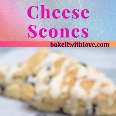 2 images of blueberry cream cheese scones seperated by text.