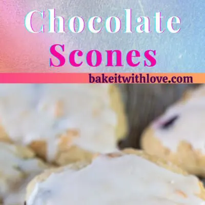 Tall pin for Blueberry white chocolate scones with 2 images of the scones and text between.