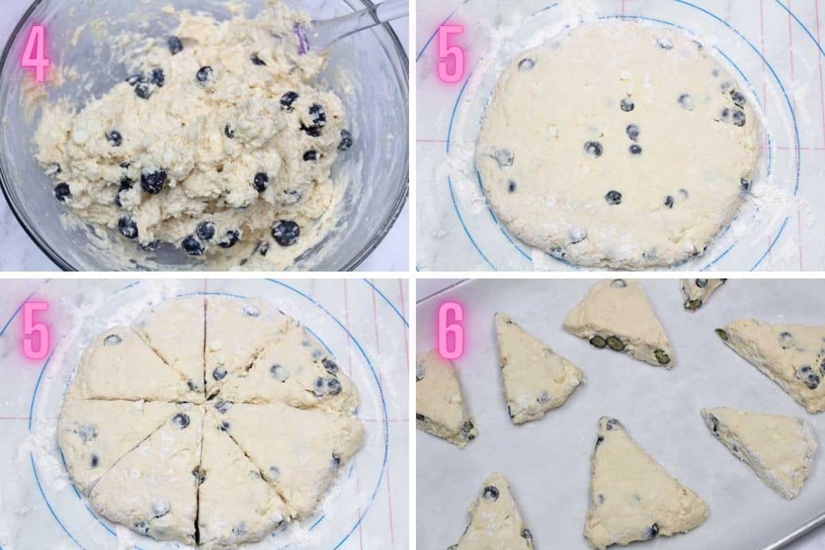 Blueberry white chocolate scones process photos.