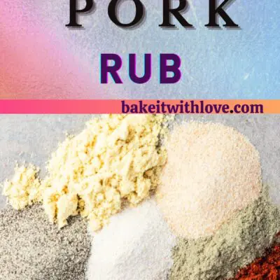 Smoked pork rub spices on a grey background.