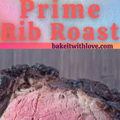 Tall pin for smoked prime rib showing 2 images of the prime rib with text divider.
