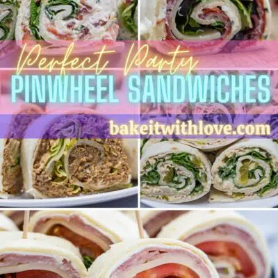 Pinwheel sandwiches pin with collage photo and text header.