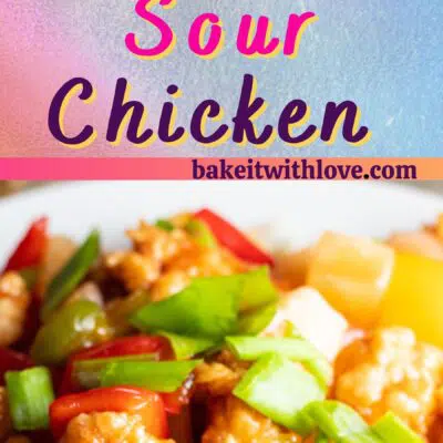 Sweet and sour chicken pin with 2 images and text divider.