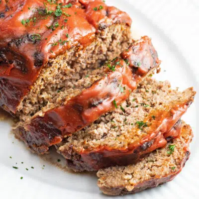 Sliced meatloaf ready for all your what to serve with meatloaf ideas.