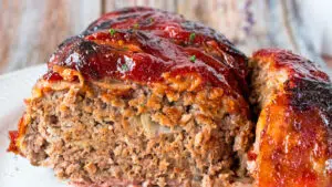 Wide image of bacon wrapped meatloaf.