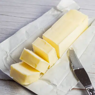 How to measure butter with 1 stick of butter cut into tablespoons.