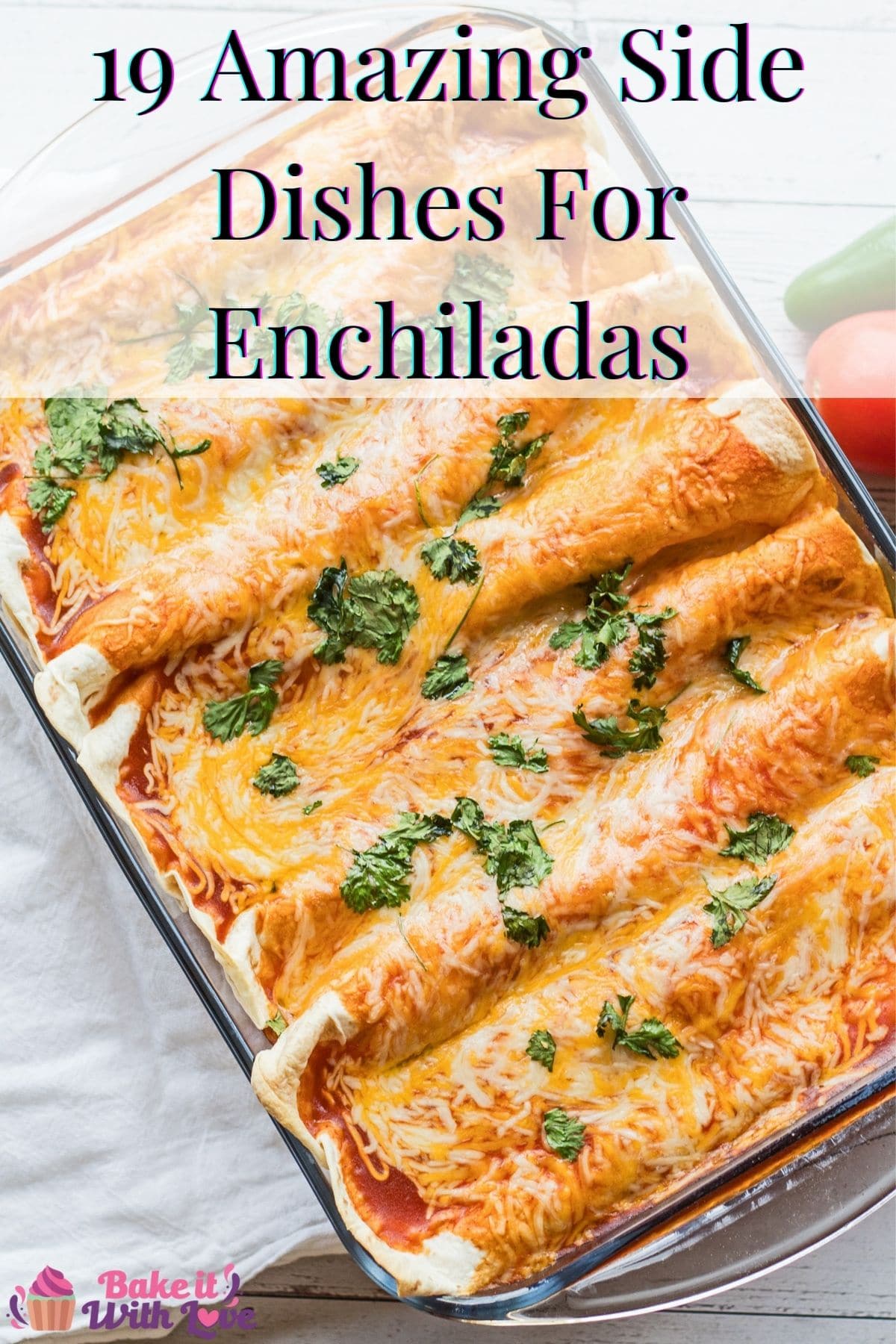 Hvad skal jeg servere med enchiladas pin med tekstoverskrift.