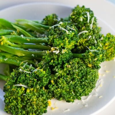 Sauteed broccolini pin with text header.