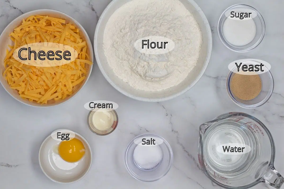 Ingredients to make the cheese rolls.