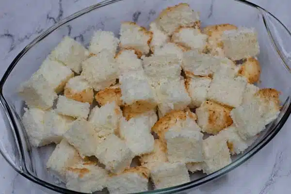 Process photo 1 of layering in the cubed angel food cake.