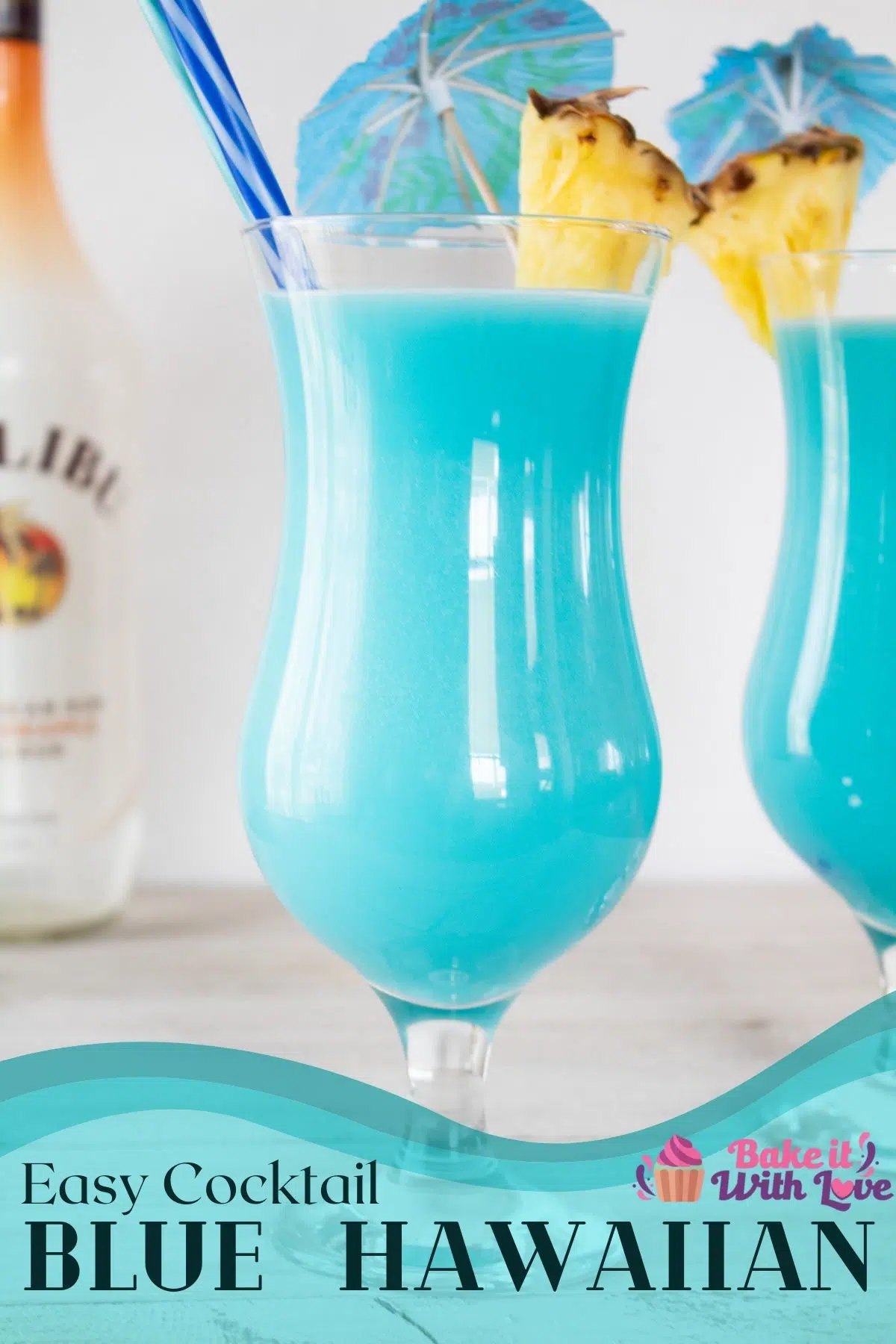 Frozen blue hawaiian cocktail pin with text footer.