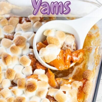 Candied Yams pin with text header.