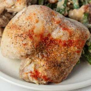 Closeup of the instant pot chicken thighs.