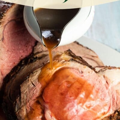 Prime rib au jus pin with text header.