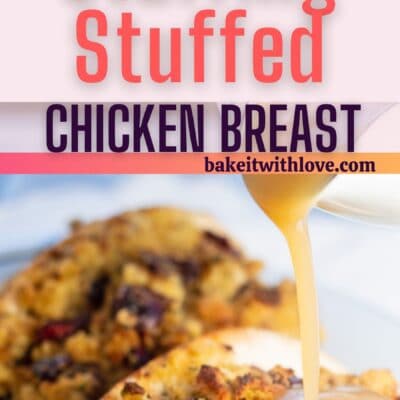 Stuffing stuffed chicken breast pin with 2 images and text divider.