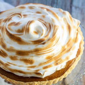 Sweet potato tart with toasted meringue topping.