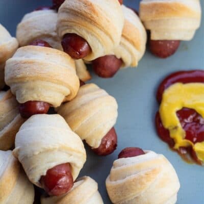Lil smokies pigs in a blanket pin with text header.