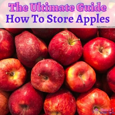 How to store apples pin with text header above a bunch of fresh apples.