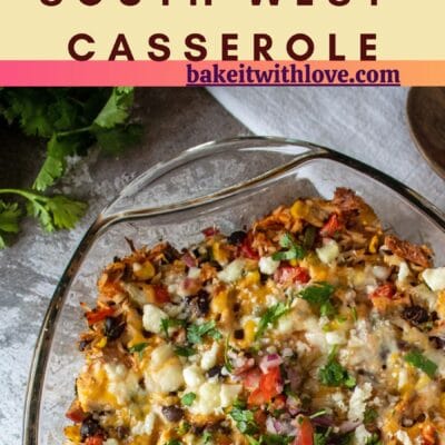 Leftover turkey Southwestern casserole pin with 2 images and text divider.