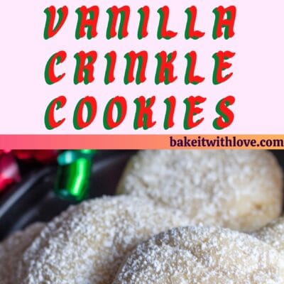 Vanilla crinkle cookies pin with 2 images and text divider.