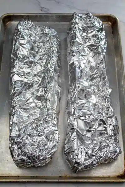 Process photo showing ribs in foil.
