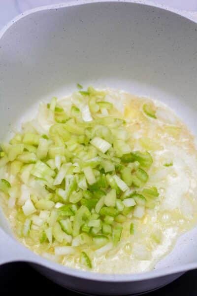 Process photo 2 saute onion, celery, garlic.