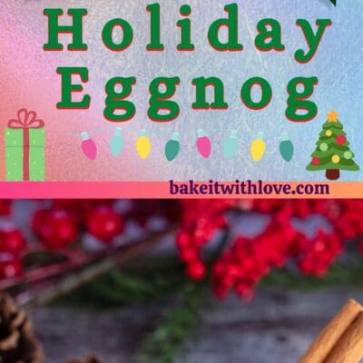 Homemade eggnog pin with 2 images and text divider.