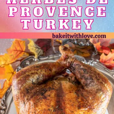 Herbes de provence roasted turkey pin with 2 images and text divider.