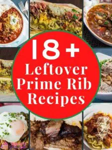Collage photo of leftover prime rib recipes.