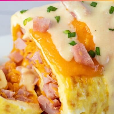 Omelet roll pin with text header.