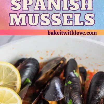 Pin image with text for Spanish mussels.