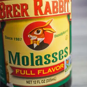 Molasses substitute in cooking and baking cropped closeup image of bottled molasses.