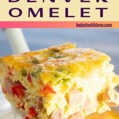 Baked Denver omelet pin with 2 images and text block divider.