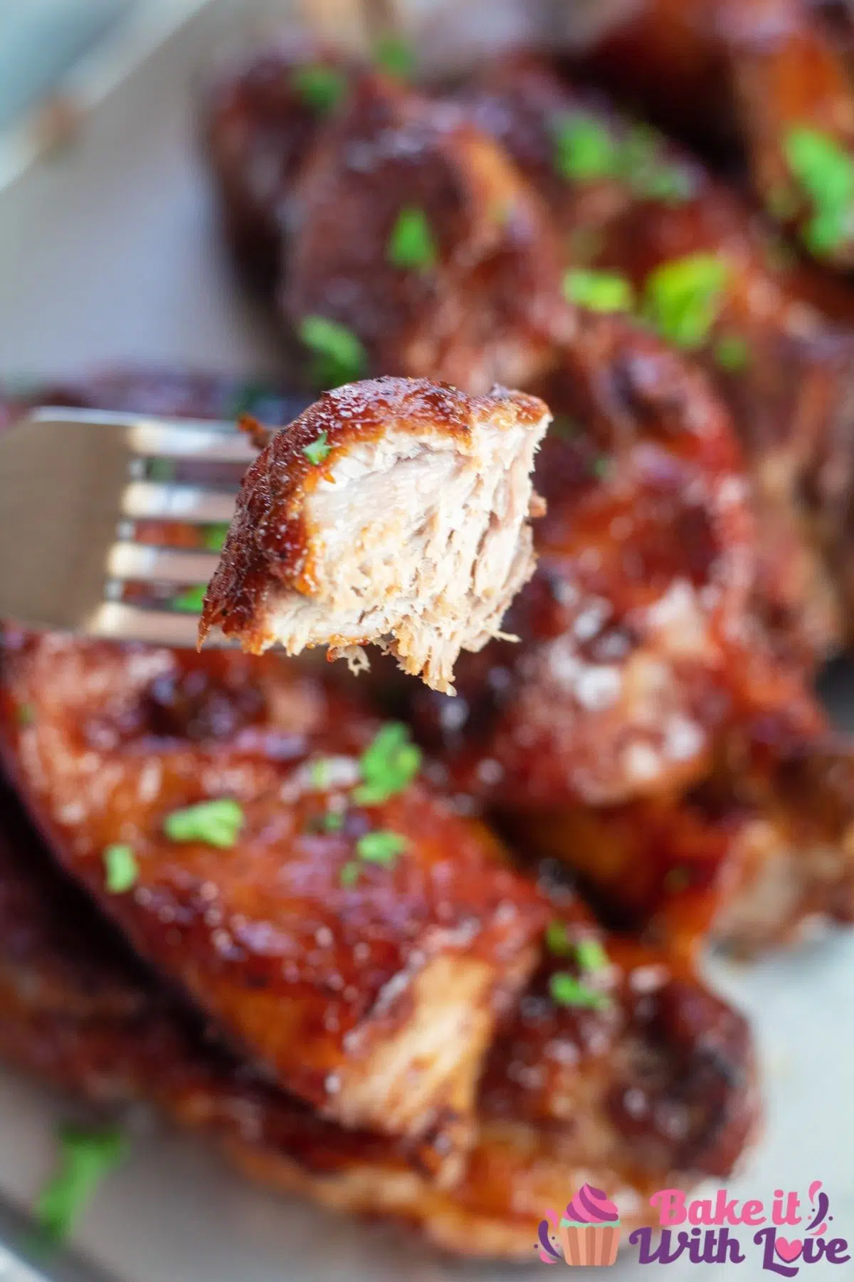 Tall image of boneless country style pork chops.