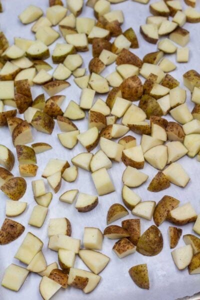 Process photo 1 showing diced potatoes.