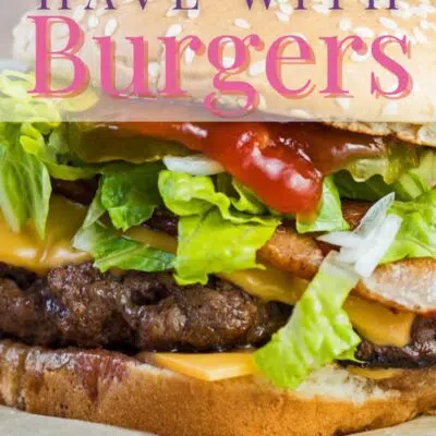 Pin image with text of cheeseburger with lettuce.