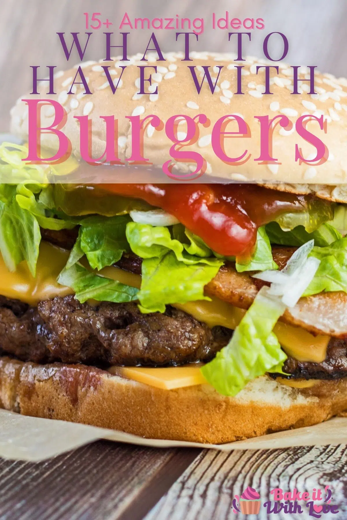 Pin image with text of cheeseburger with lettuce.