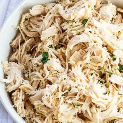 Best Instant Pot shredded chicken pin with text header.