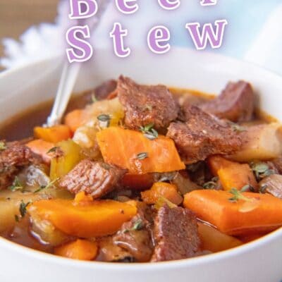 Best crockpot beef stew pin with text overlay.