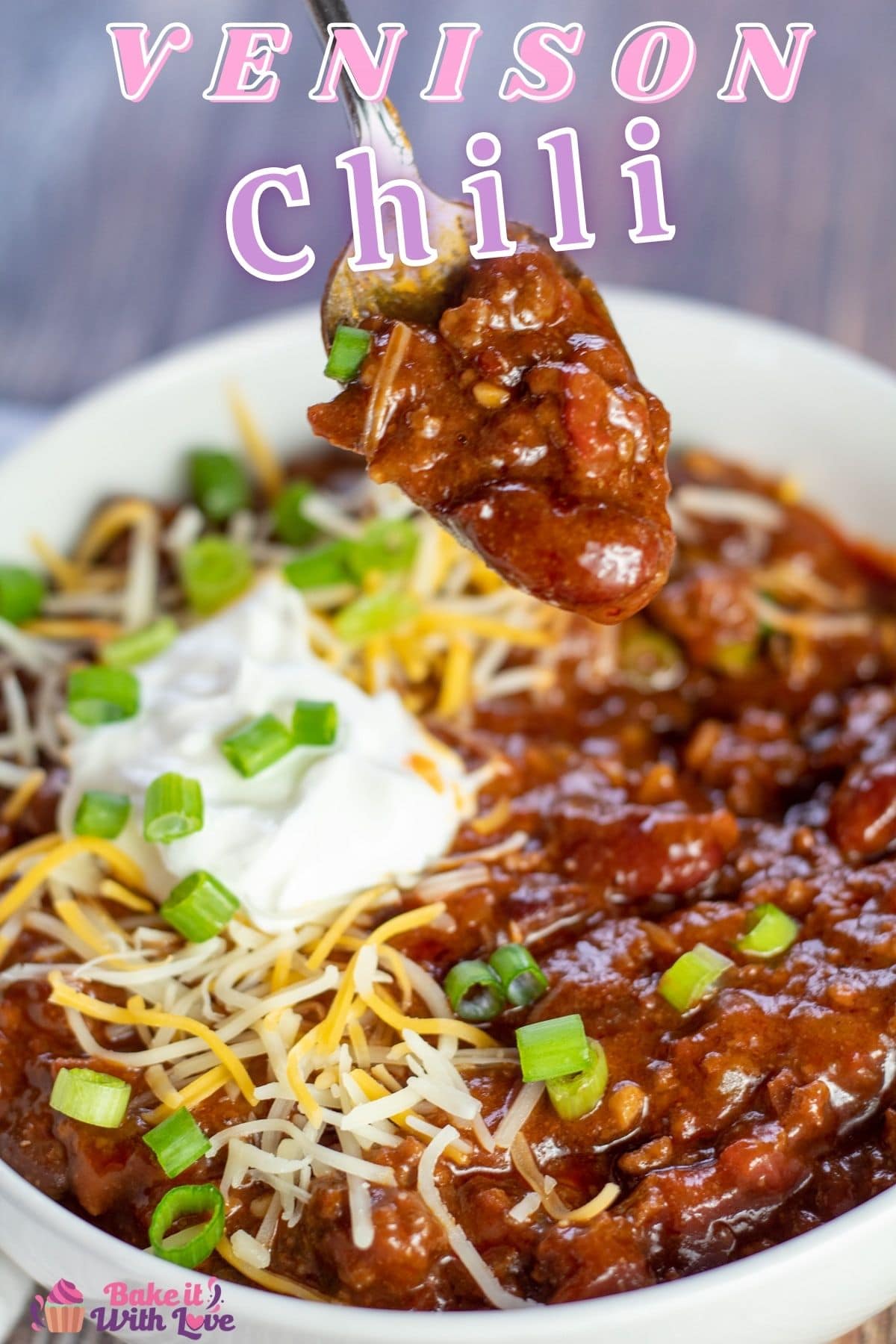 Hearty Venison Chili Recipe An Easy Flavorful Recipe Bake It With Love   Ground Venison Chili Pin 