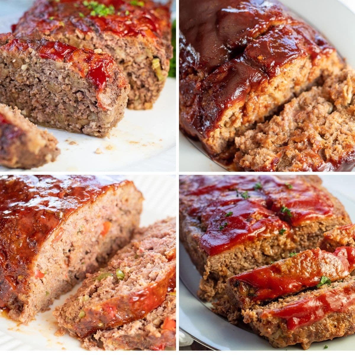 Meilleure collection de recettes de pain de viande avec une photo de collage de 4 images.