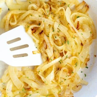 Best sauteed onions pin with text header.