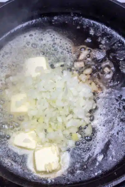 Process photo 2 butter and onion cooking.