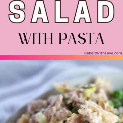 Best tuna salad with pasta pin with 2 images and text divider.