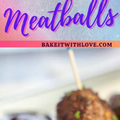 Best venison meatballs pin with 2 images and text divider.