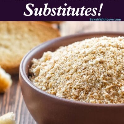 Best breadcrumb substitutes pin with breadcrumbs in a bowl and text header.