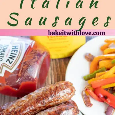 Best air fryer Italian sausage pin with 2 images and text divider.