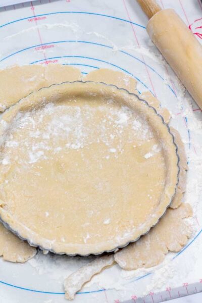 Process image 7 showing tart dough in tart pan.