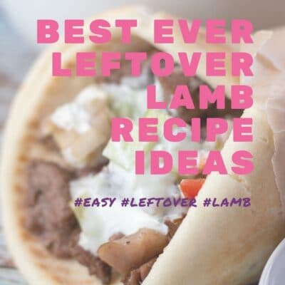 Best leftover lamb recipes pin with tasty lamb gyros and text title over the image.